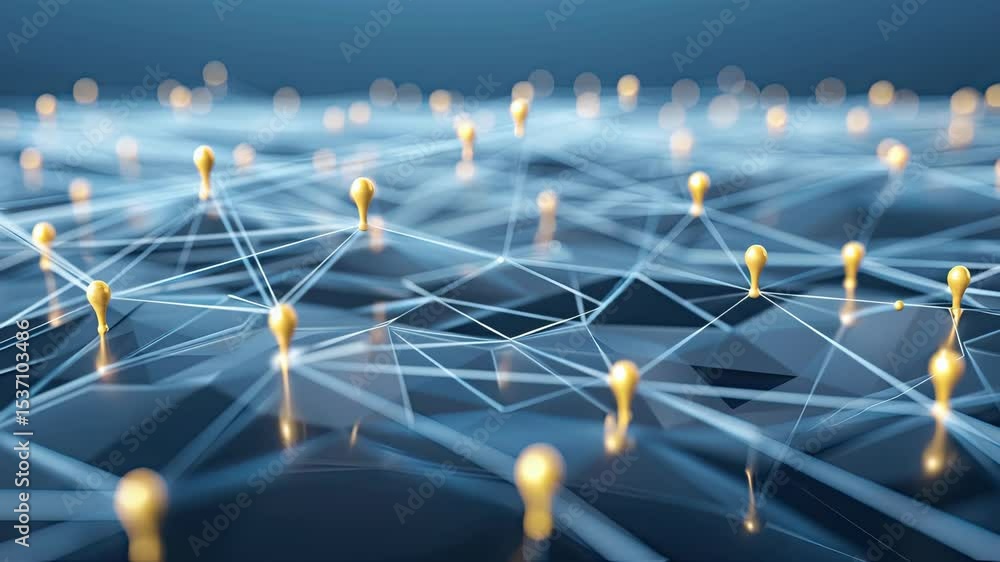 Poster a dynamic display shows a digital network with glowing nodes and intricate lines against a dark back