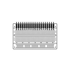 Detailed Black and White Breadboard for Electronic Circuit Prototyping