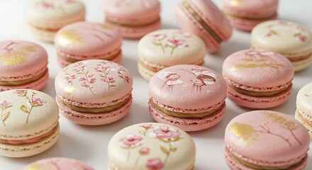 Obraz premium dessert, desserts, afternoon tea, good times, food, delicate, soft, sweet, tea, delicious, pink, cute, food,macaroon