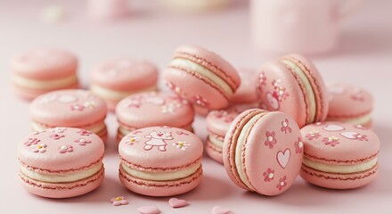 Fototapeta premium dessert, desserts, afternoon tea, good times, food, delicate, soft, sweet, tea, delicious, pink, cute, food,macaroon