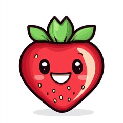 Obraz premium Cartoon strawberry with big eyes and a smile