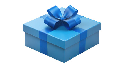 Obraz premium Blue gift box with blue ribbon isolated on white background 