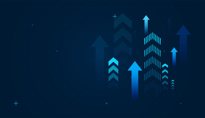 Multiple arrows pointing upward indicate rising metrics, productivity, or market value perfect for success-driven presentations. a glowing digital Arrows used in trading abstract background
