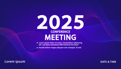 A futuristic banner template for a business conference or meeting. The abstract background with glowing wavy lines is perfect  technology event, a digital summit, or a modern corporate presentation. 