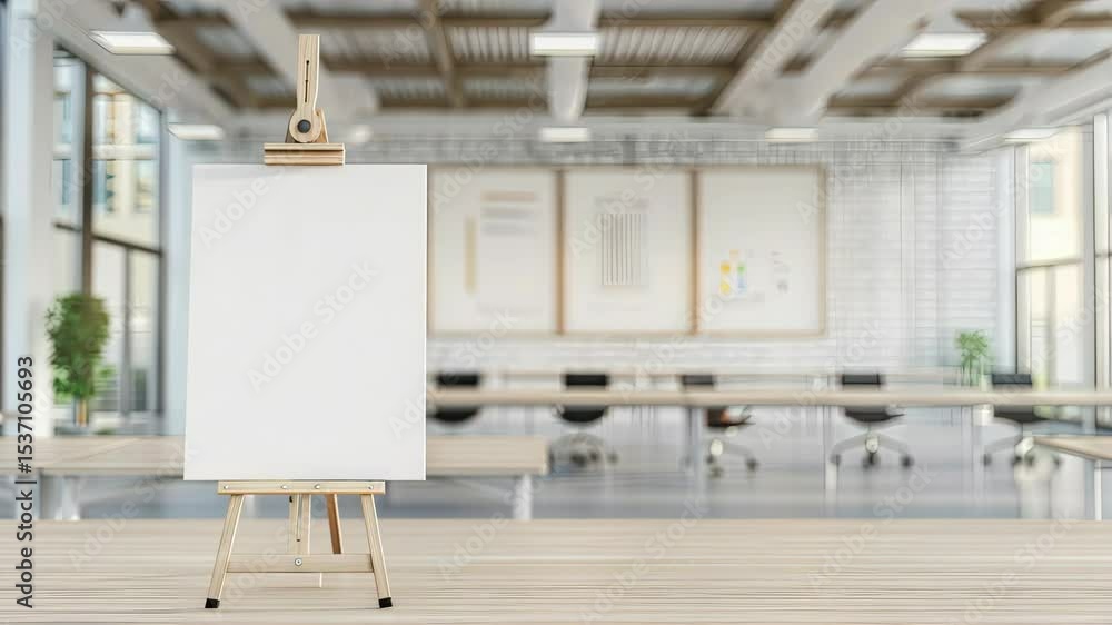 Poster in a modern office setting, an empty canvas awaits inspiration for creative ideas and collaborative 
