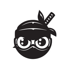 cartoon ninja eye logo, editable vector image