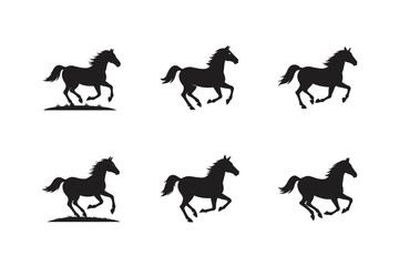 horse galloping through a field vector silhouette