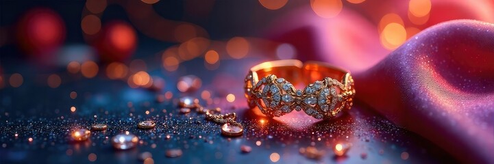 A dazzling display of sparkling jewelry, luxurious fabrics, and opulent accessories Perfect for fashion, beauty, and luxury lifestyle marketing , sophistication, sparkle, necklace