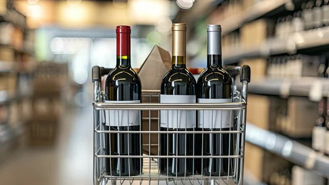 Shopping for top-quality wines to complement a special occasion, exploring various options and brands in a well-stocked local store