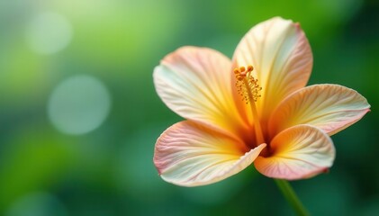 Fototapeta premium Single orange blossom, white petals, yellow stamen, vibrant, citrus flower, orange flower