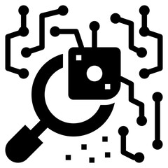 search magnifying audit detection ai solid glyph icon