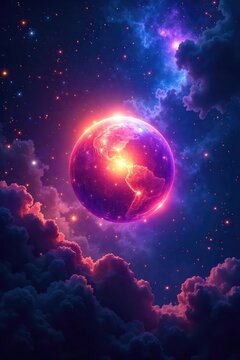 A mystical glowing orb floats amidst swirling nebulae and shimmering constellations, arcane energy pulses with vibrant cosmic hues , stars, vibrant, nebula