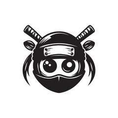 cartoon ninja eye logo, editable vector image