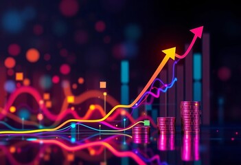 Abstract financial chart showing upward trend, growth, and investment,  budget,  graph