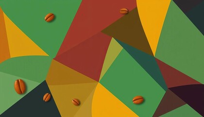 Abstract geometric coffee bean pattern with minimalist shapes,  coffee shop design,  coffeehouse