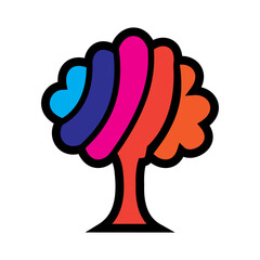 vector illustration of a tree with a red ribbon