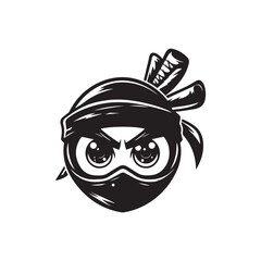 cartoon ninja eye logo, editable vector image