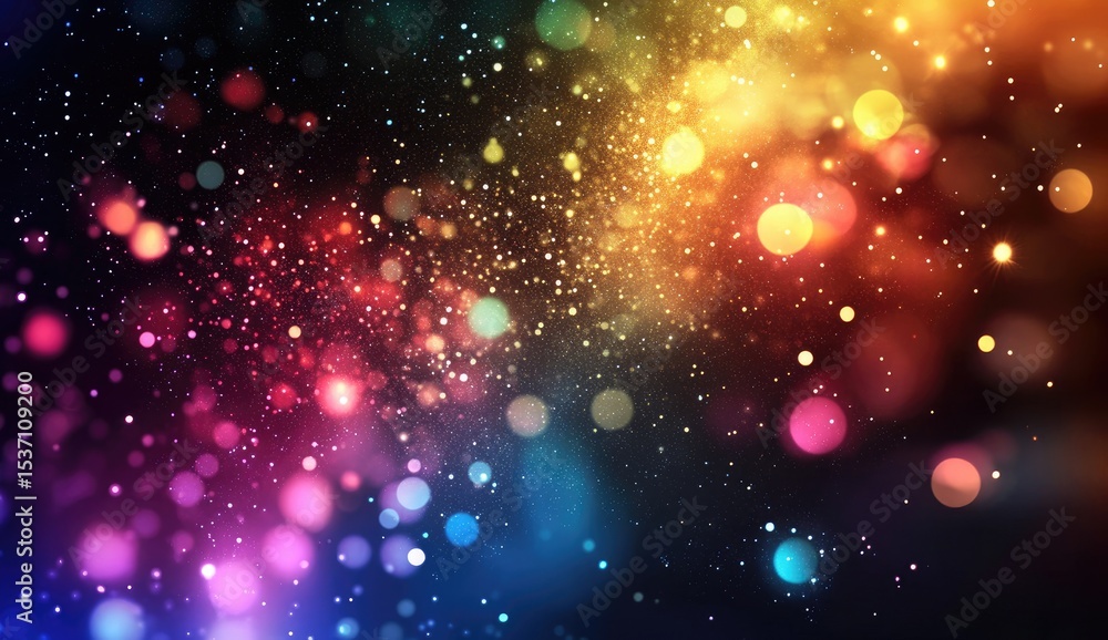 Poster vibrant bokeh lights exploding in a colorful galaxy