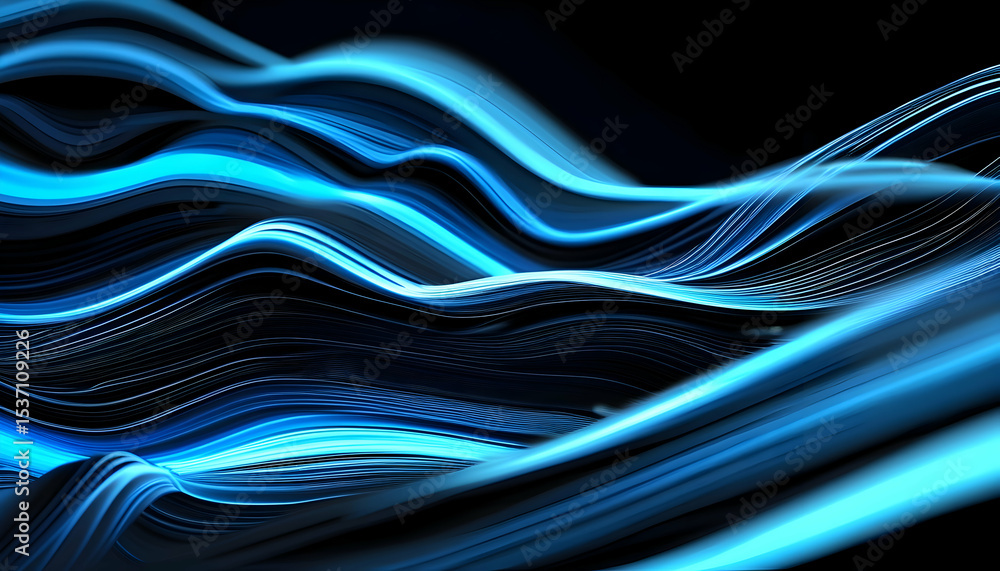 Poster a blue symphony of data streams an abstract rendering of information technology flow