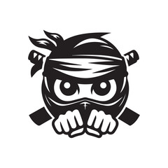 cartoon ninja eye logo, editable vector image