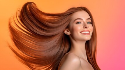 Naklejka premium Stunning Woman with Long Flowing Red Hair