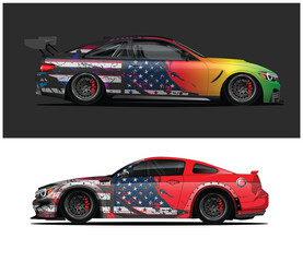American Flag Design on Two Custom Race Cars