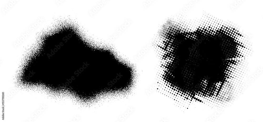 Poster vector abstract spray paint blots with dotted edges create a distressed texture.