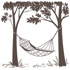 Hammock between trees, isolated, transparent background