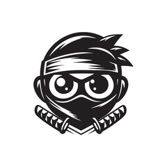 cartoon ninja eye logo, editable vector image