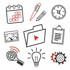 Business planning icons set strategy management