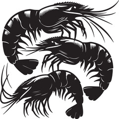 Shrimp with black vector