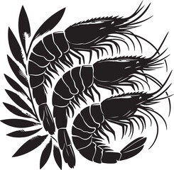 Shrimp with black vector
