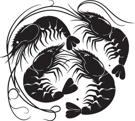 Shrimp with black vector
