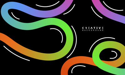Abstract Colorful Color Shapes Line Pattern. Background with Wave Gradient Lines on black background. suitable for poster and banner