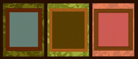 Fototapeta premium Empty Picture Frames with Floral Pattern