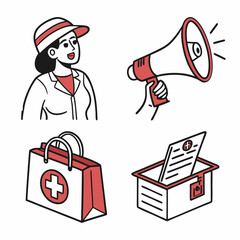 Professional medical icons set, transparent background