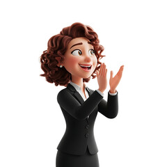 Cartoon businessman in a suit walking with a briefcase, side view, isolated on white.