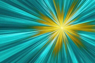 Fototapeta premium Vibrant rays of light burst through an abstract turquoise and gold background creating a dynamic visual experience