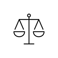 The line icon vector illustrates balance and equality. The line icon is isolated on a transparent background and can be edited as needed	