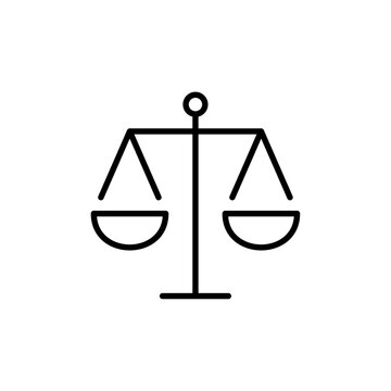 The line icon vector illustrates balance and equality. The line icon is isolated on a transparent background and can be edited as needed	