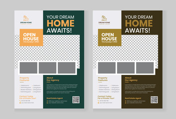 Real Estate Flyer Template for Home Sale Promotion leaflet 