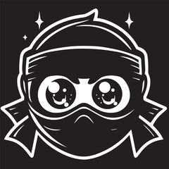 cartoon ninja eye logo, editable vector image