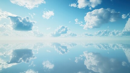 Serene Sky Reflection: Clouds Mirrored in Calm Water