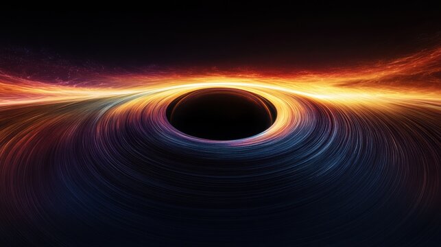 Artistic Depiction of a Black Hole with Swirling Accretion Disk - Powered by Adobe