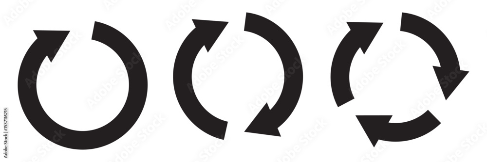 Poster circle arrow icon set. circular arrow icon, refresh, reload, rotation arrow icon symbol sign. black 