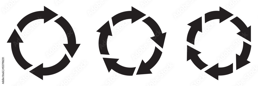 Poster circle arrow icon set. circular arrow icon, refresh, reload, rotation arrow icon symbol sign. black 