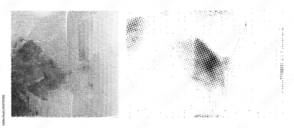 Poster vector abstract dotted shapes forming a dissolving portrait.
