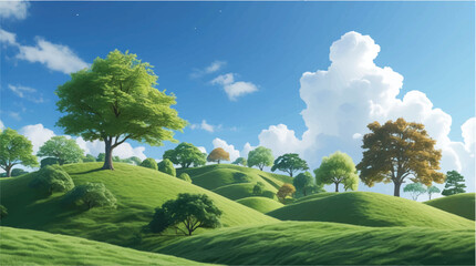 landscape with green grass and blue sky