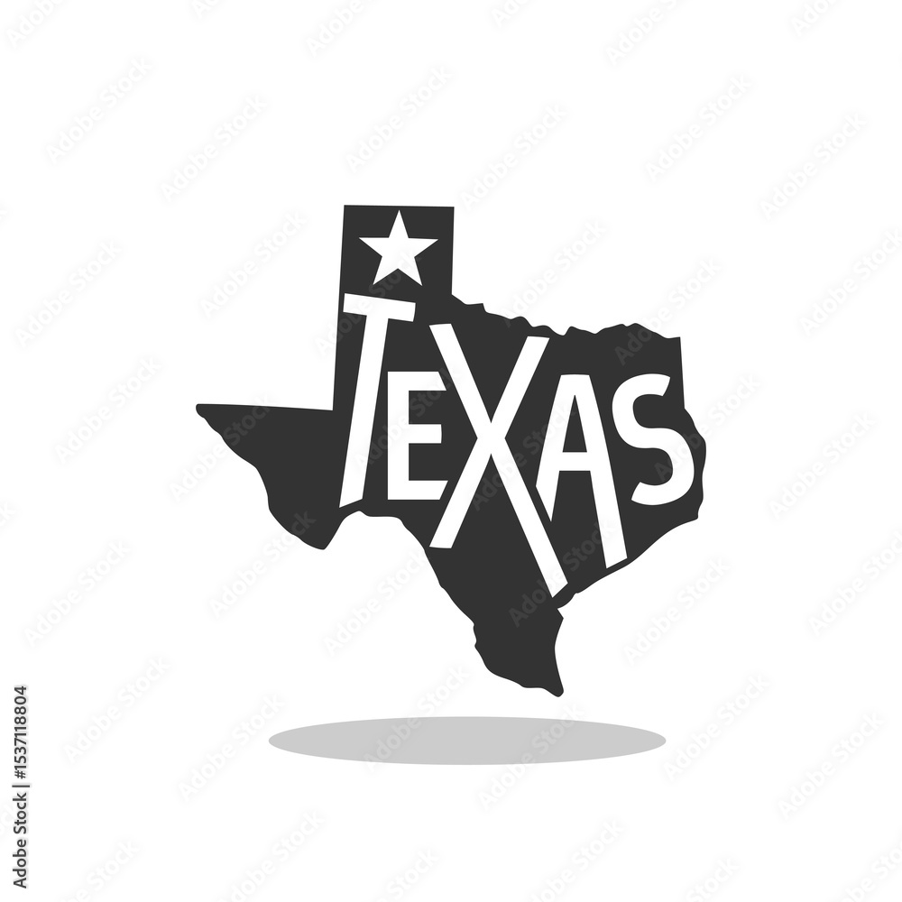 Poster texas map icon with shadow
