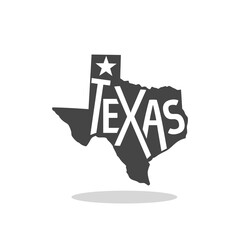 Texas map icon with shadow